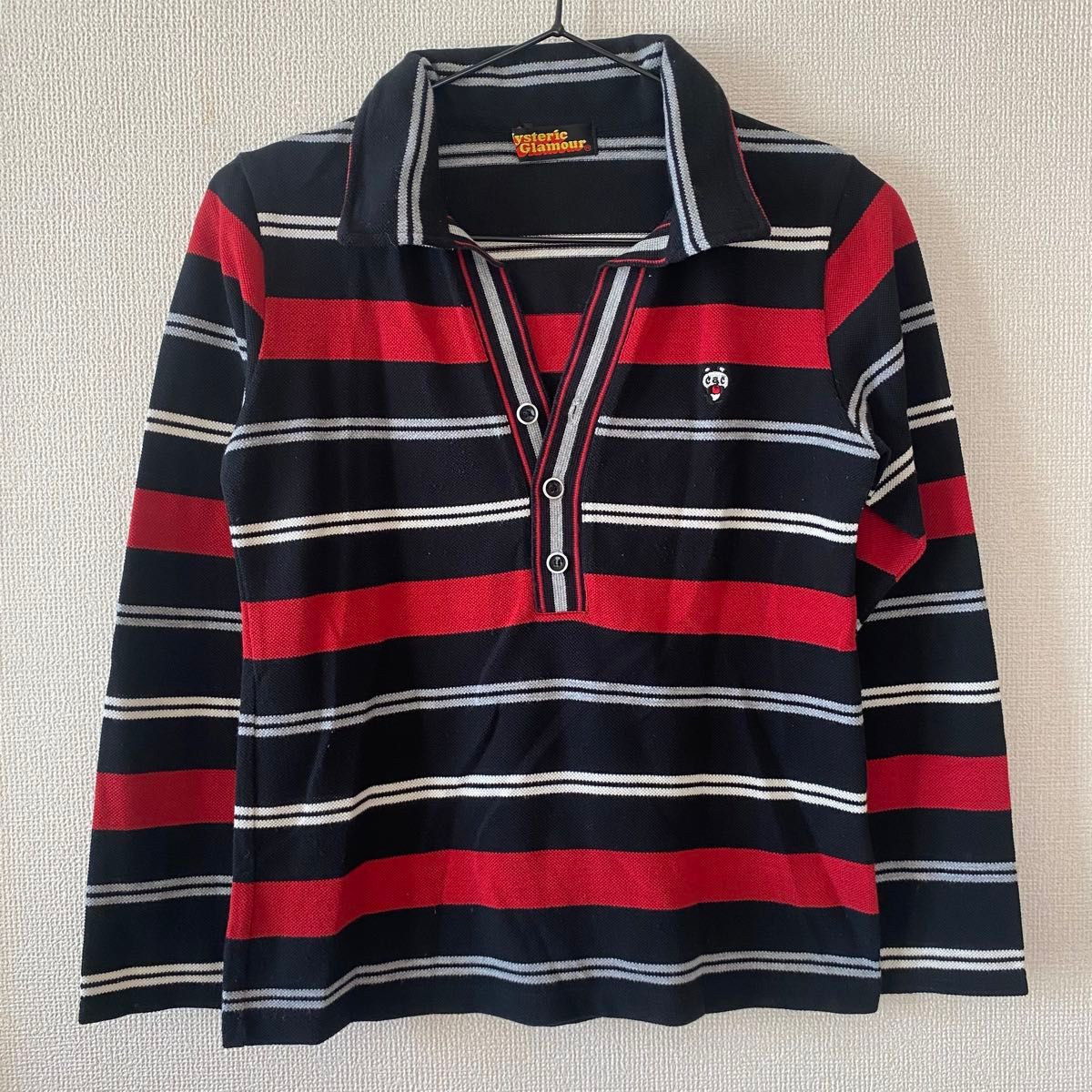HYSTERIC GLAMOUR 长袖拉格衬衫 条纹 Polo 稀有款