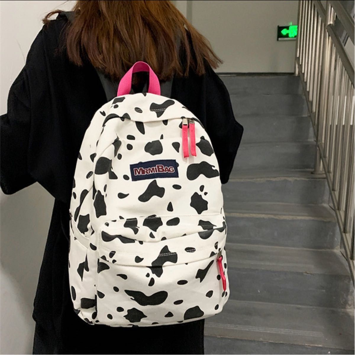 【新品 女士双肩包 牛皮纹 大容量 A4 上学 学生 牛皮纹 Y2K 背包 韩国风