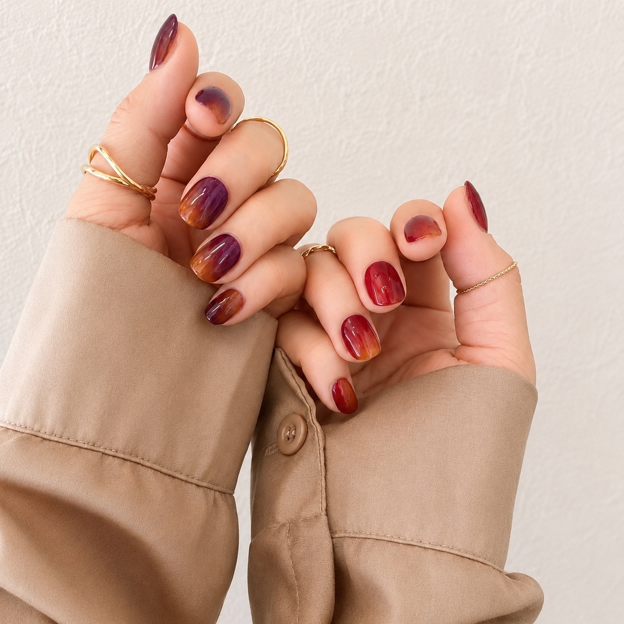 【🍇🍎Grape × Apple Nail 🍂✨ | Nail Tips Grape Nail Nut Nail Short Nail Gradient Nail Autumn Nail