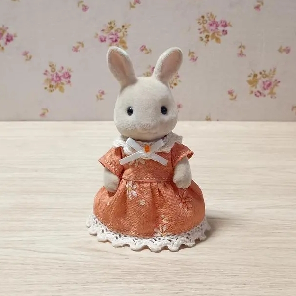 Sylvanian Families 玩偶服装 换装 橙色 花卉图案 连衣裙 妈妈款
