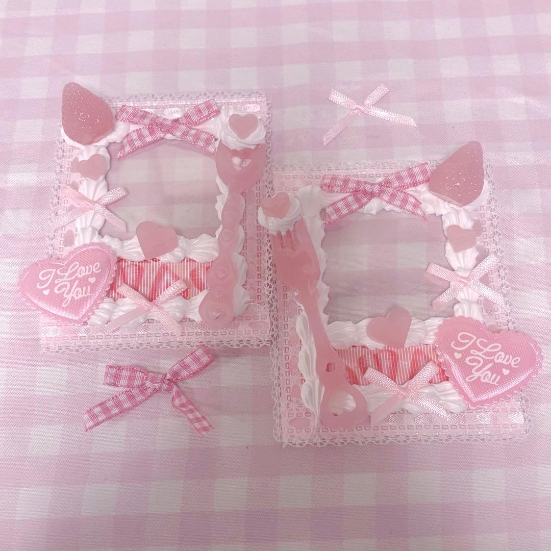 【25】♡ Whipped Deco Trading Card Case, Mass-Produced Type, Pink Strawberry Pair, B8 ♡