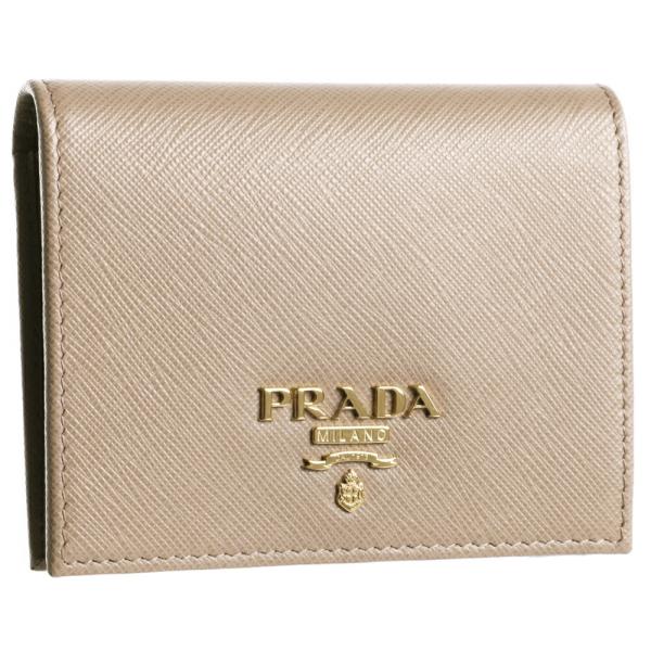 【订购】【并行进口品】普拉达PRADA折钱包【SAFFIANO METAL】1MV204 QWA F0236米色系