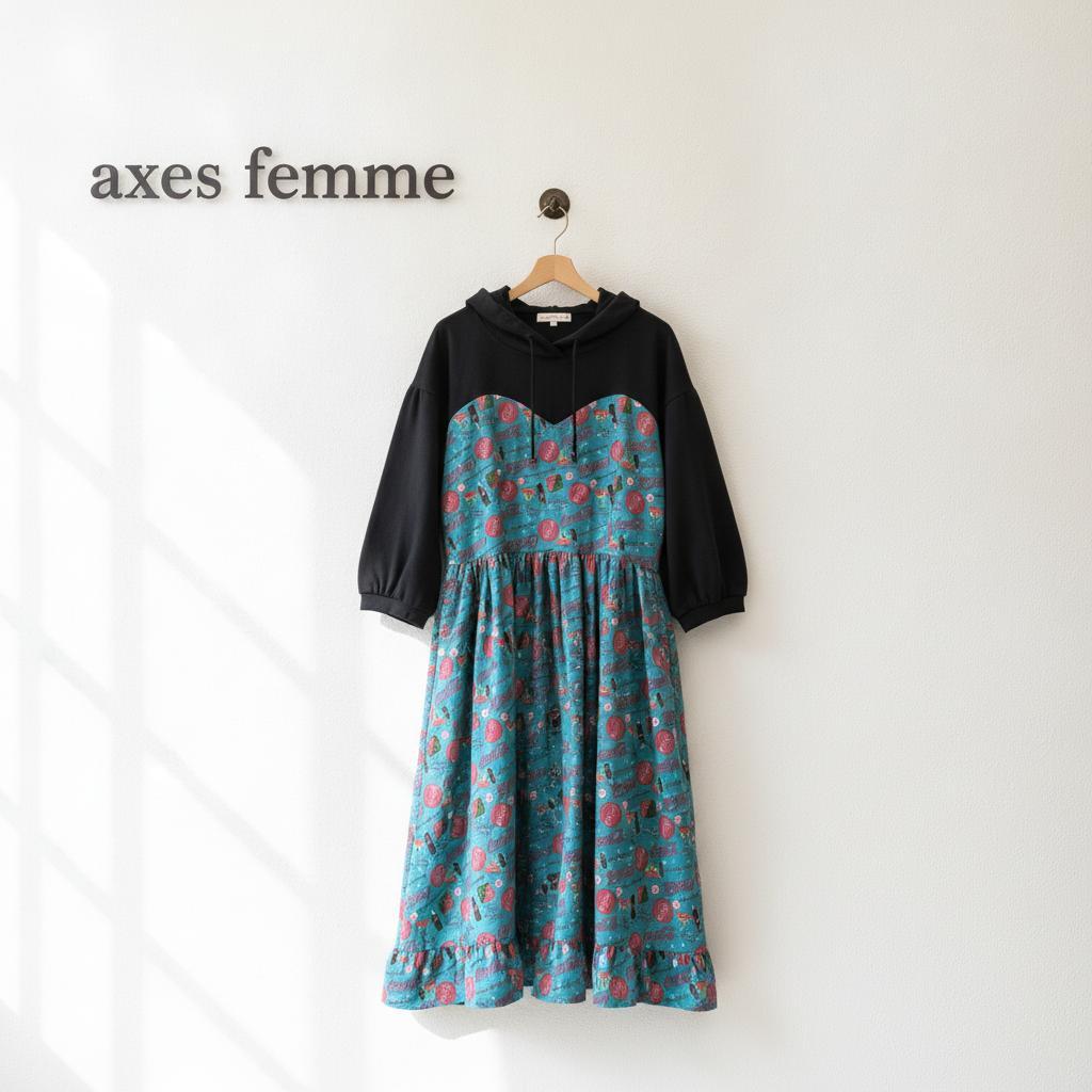 axe femme 可口可乐 连帽卫衣连衣裙 长裙款 绿松石色 M