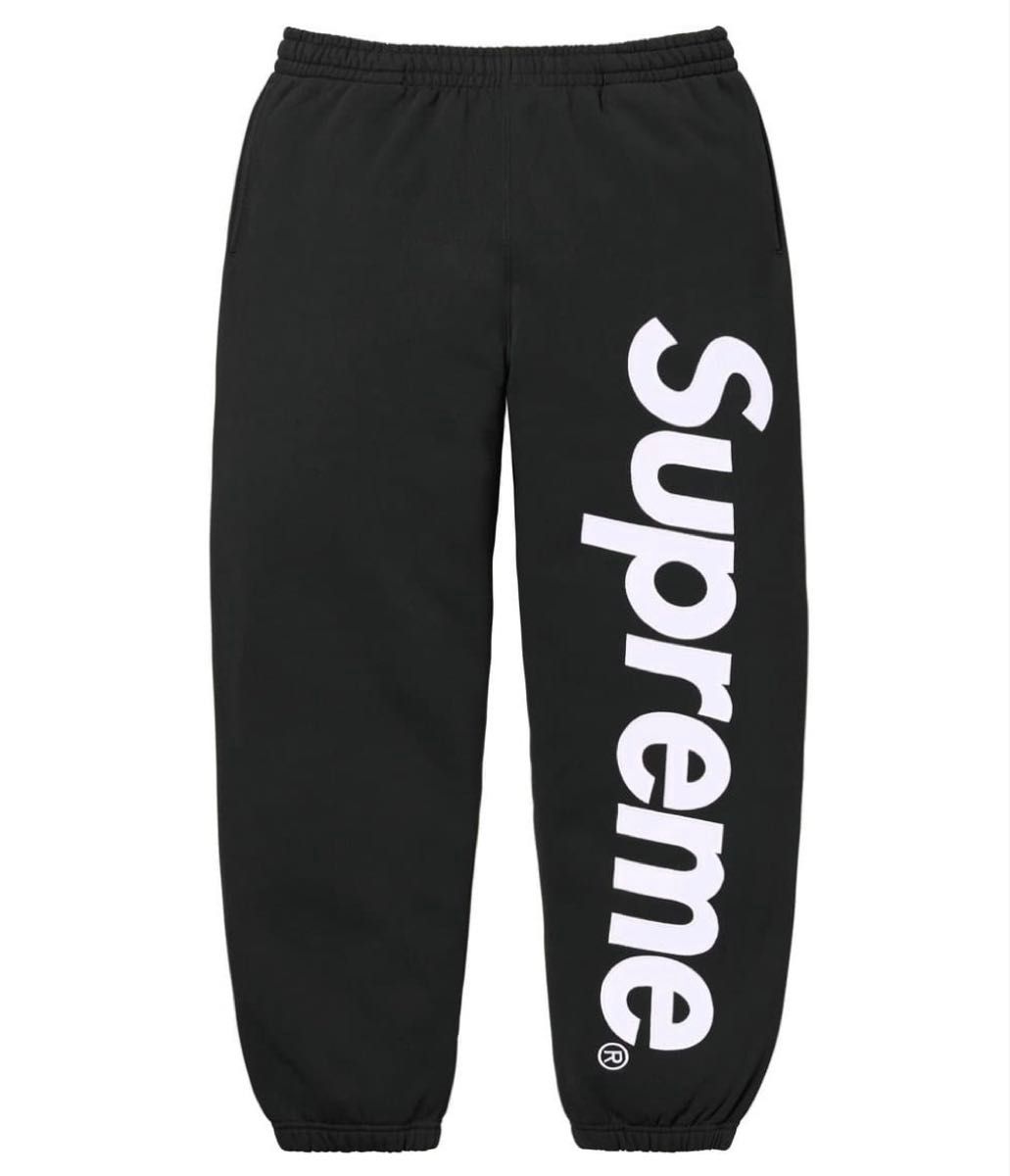 Supreme Satin Applique Sweatpant 黑色运动裤 M码