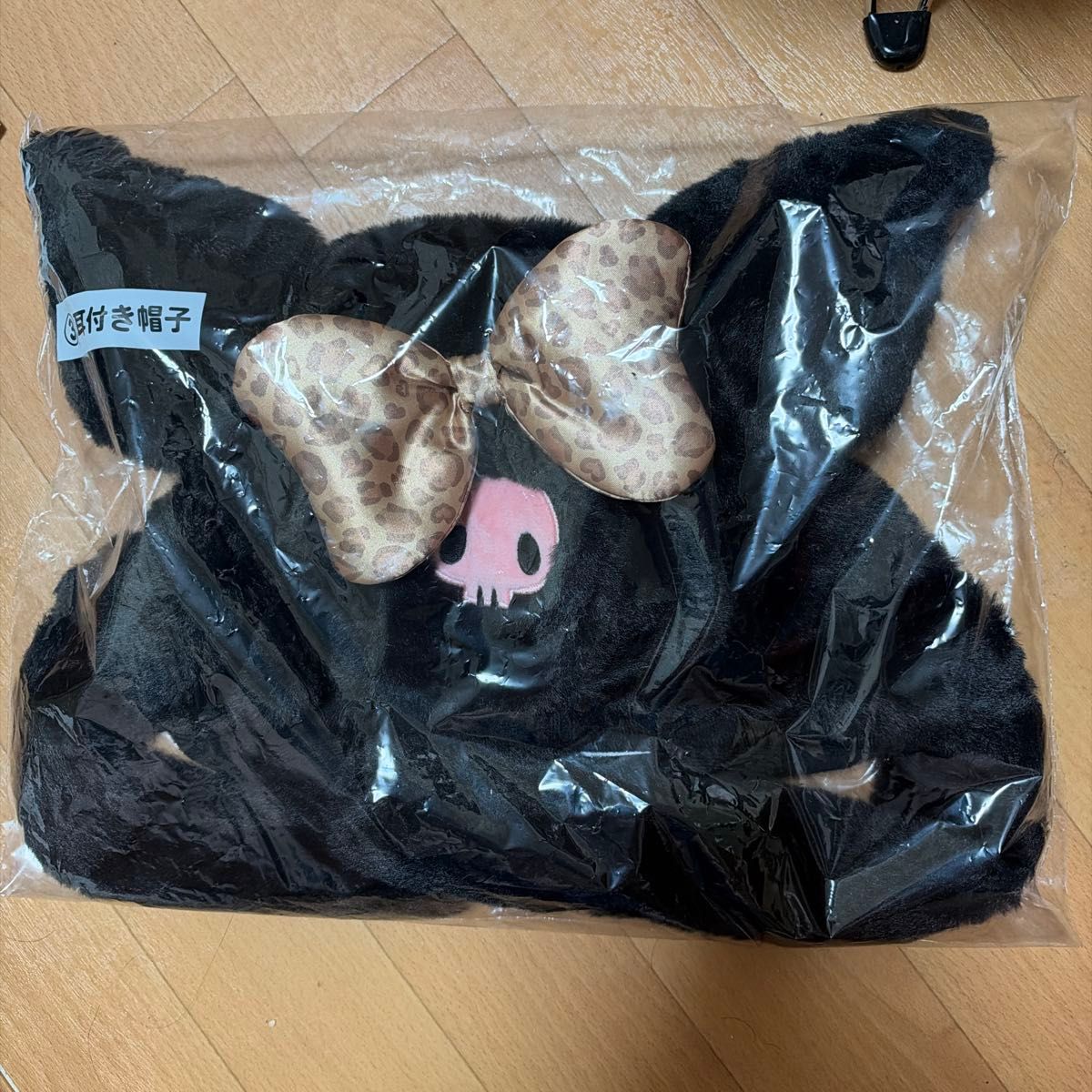 三丽鸥每顶抽签带耳朵的帽子豹纹丝带黑色