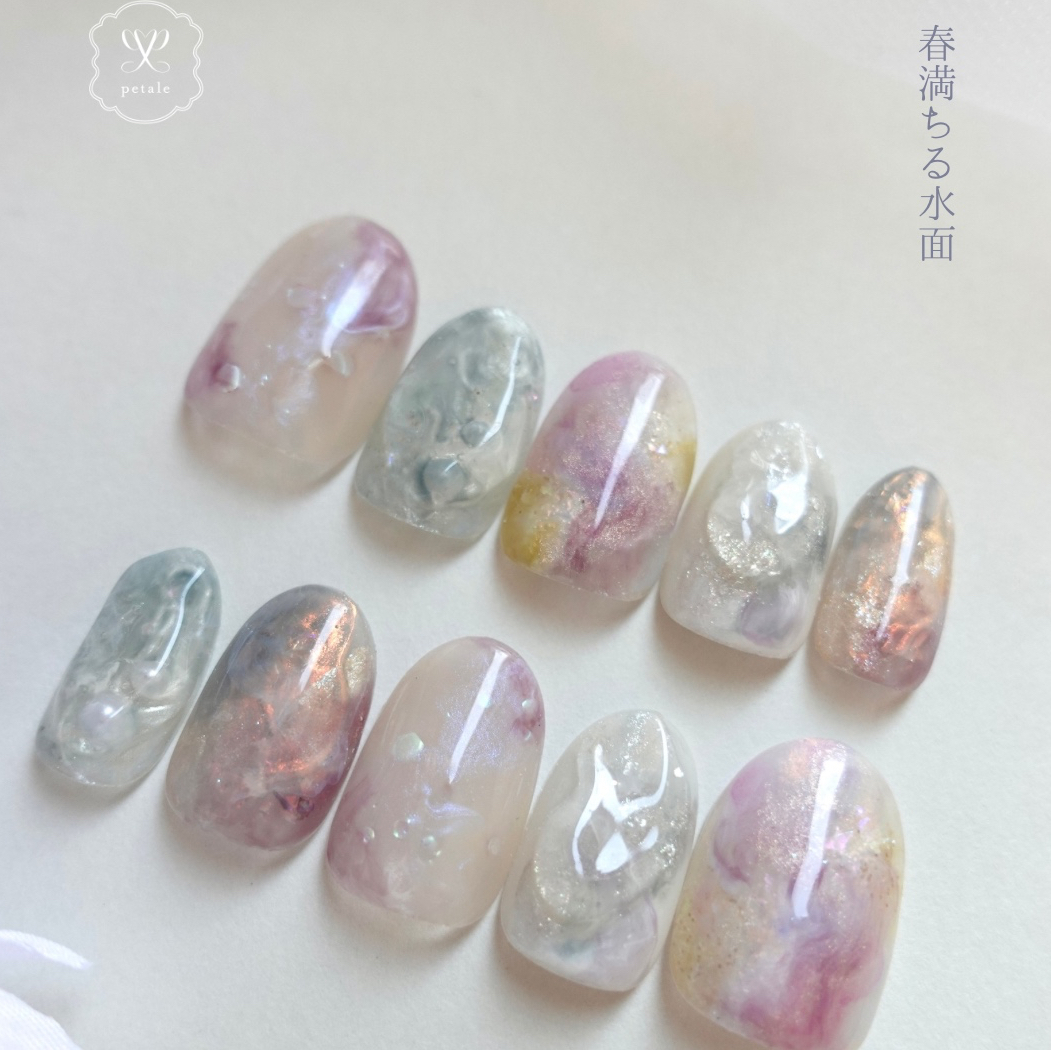 "Spring-Filled Waters" Transparent Nail Tips ┊︎ Spring-Filled Waters ︎┊︎ petale ┊︎ For Everyday and Special Occasions