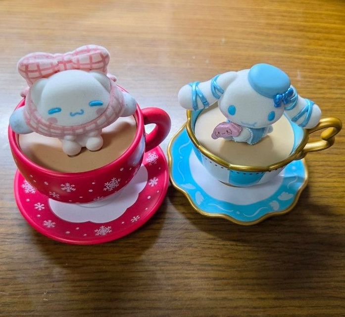 三丽鸥大耳狗茶杯手办2件套 蓬松咖啡馆时光 暖呼呼 嚼嚼