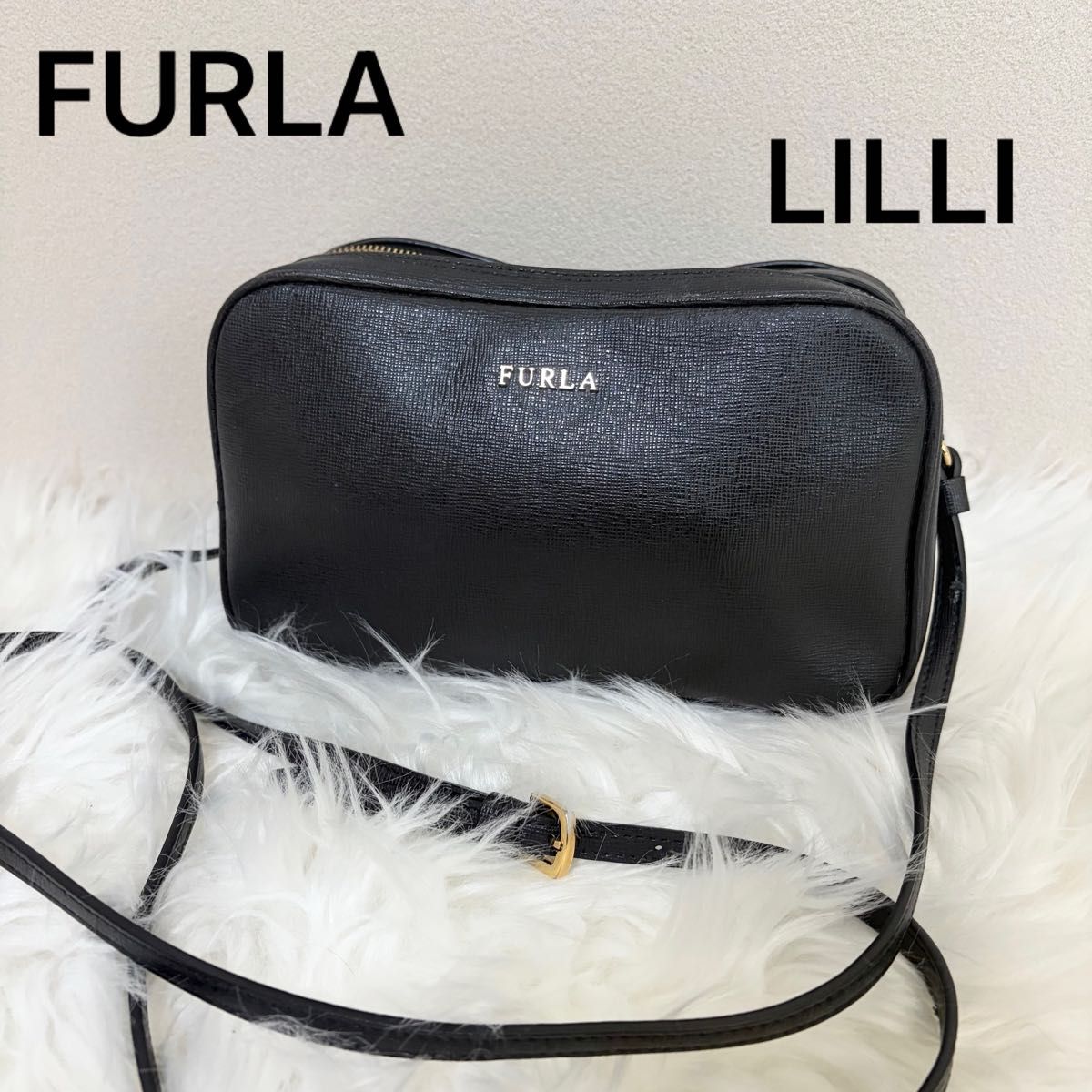 FURLA Furla LILI Shoulder Bag Crossbody Leather Black Black Slanted-Shoulder Pouch Immediate Shipping