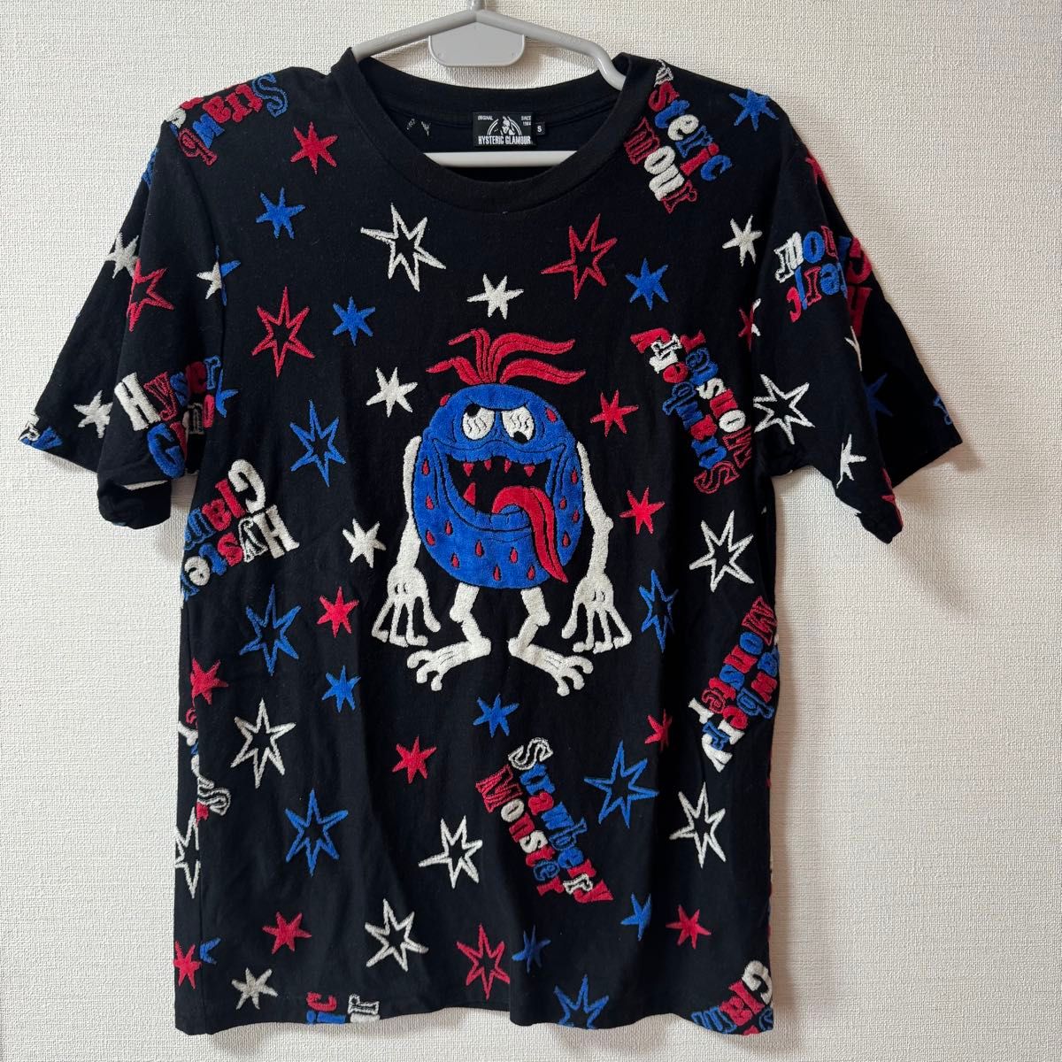 HYSTERIC GLAMOUR草莓怪兽总柄t恤衫黑色