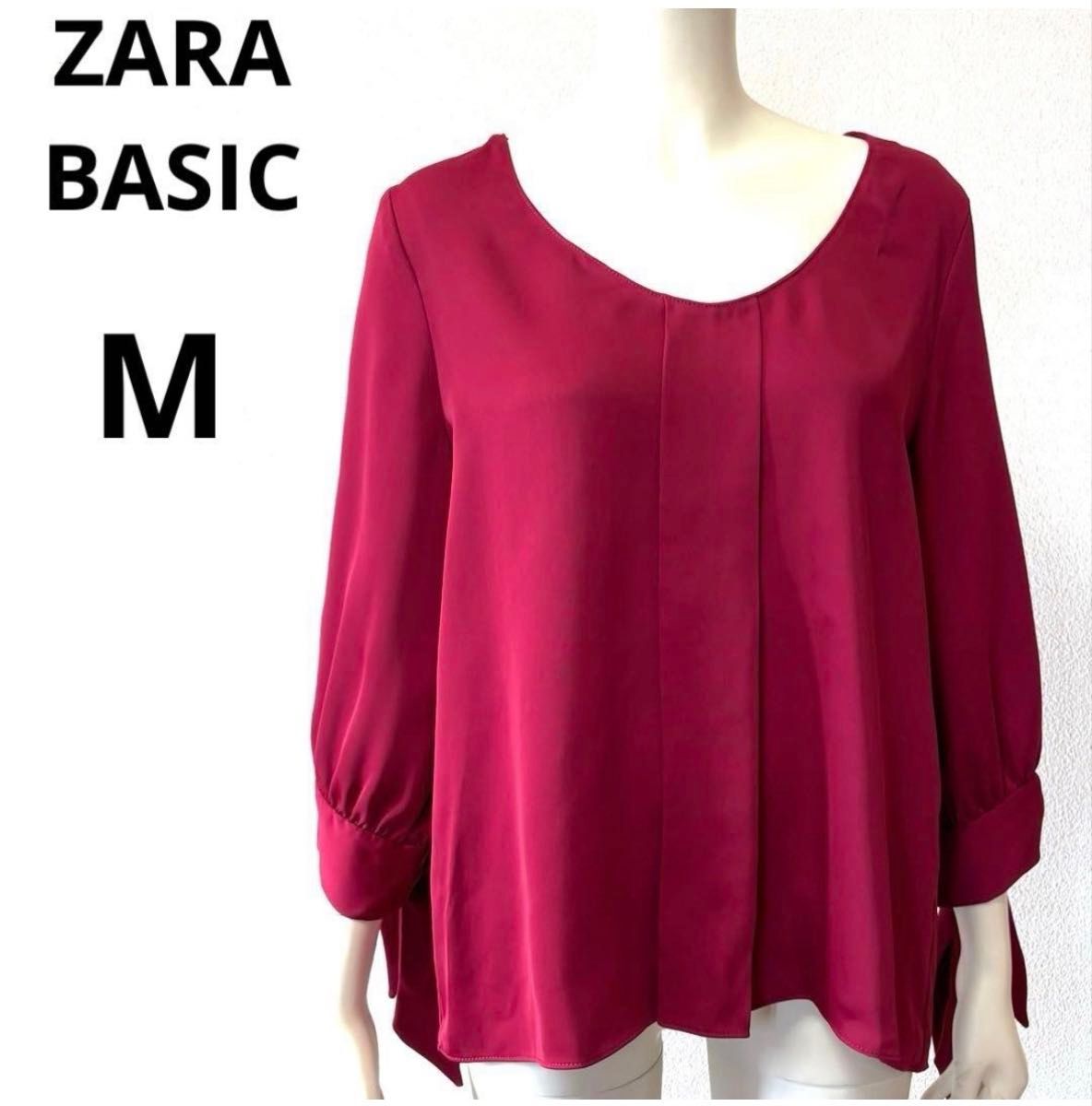 ZARA BASIC扎拉衬衫葡萄酒M袖丝带美品秋