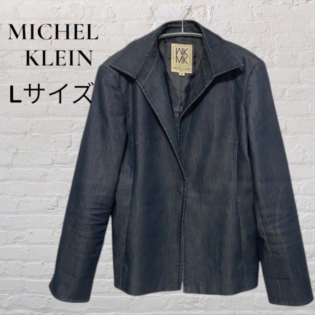 MICHEL KLEIN ミッシェルクラン テーラードジャケット L ダークグレー デニム調 レディース 秋冬 きれいめ