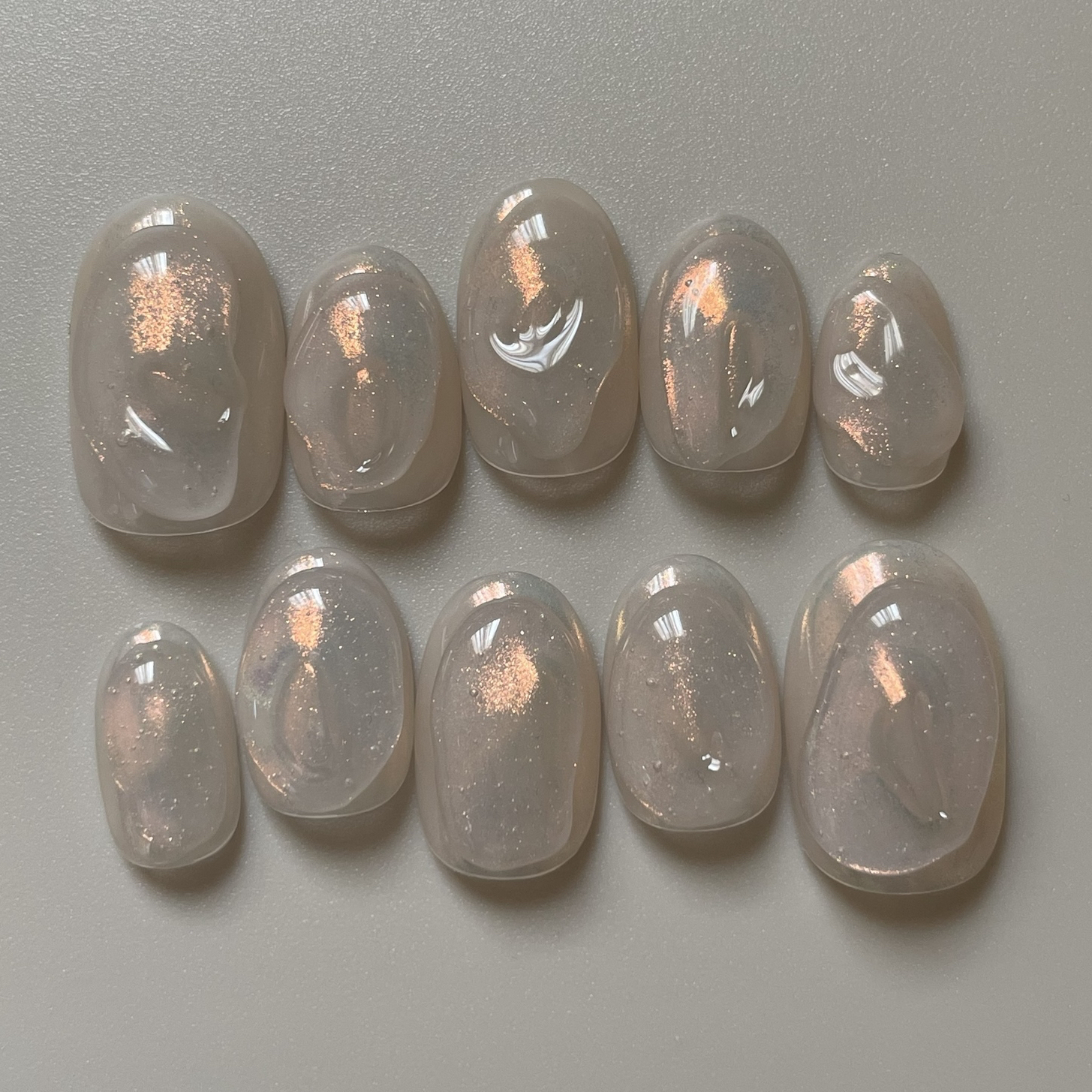 Popular♡ Orange Aurora Sunset Sky Nail Tips / ChuruChuru Nail, Plump Nail, White Nail, Magnet Nail, Aurora Nail, Dewy Nail, Summer Nail