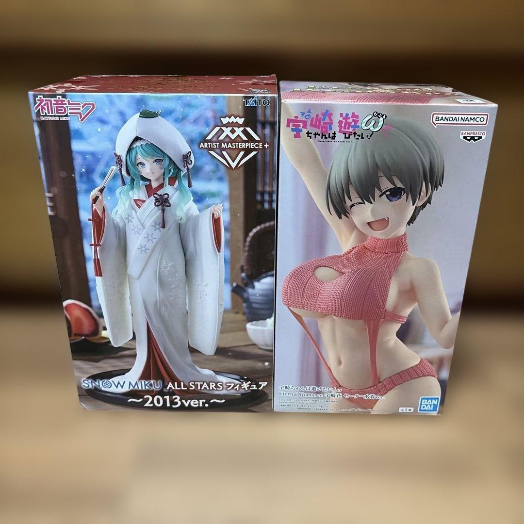 【未开封】初音未来 雪未来 2013 宇崎花 手办 2种套装 打包出售
