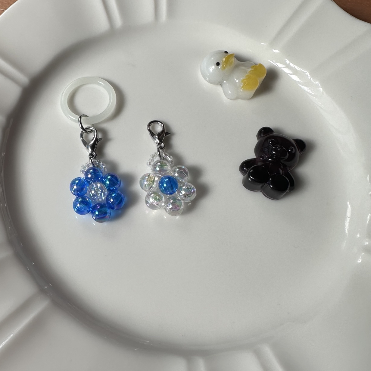 "是我的东西!" 2个一套销售 明记 伞形标记 花 挂饰 蓝色💙 钥匙扣挂饰