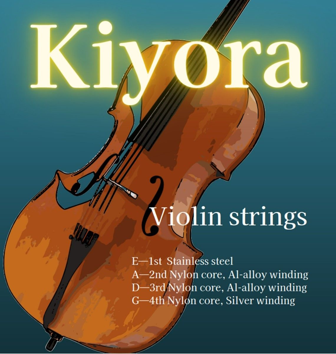 KR13 ◆ Kiyora バイオリン弦◆ ナイロンコア◆ 高品質タイプ Violin string 4本セット【送料無料!】