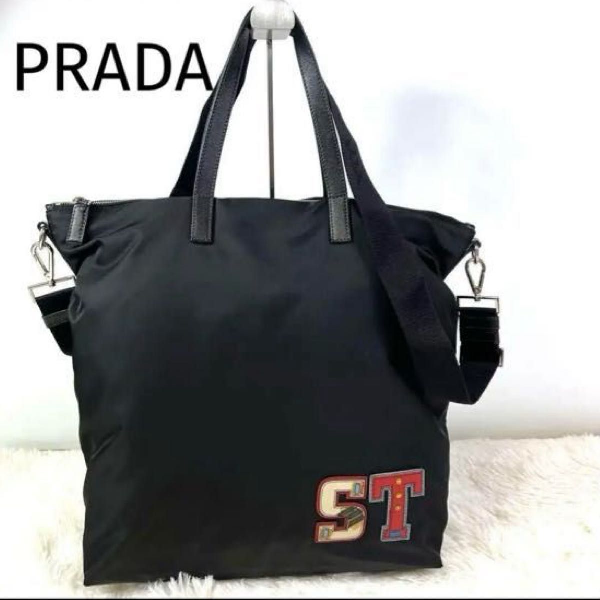 PRADA NERO Prada 2-Way Shoulder Bag, Large Capacity, Nylon Saffiano