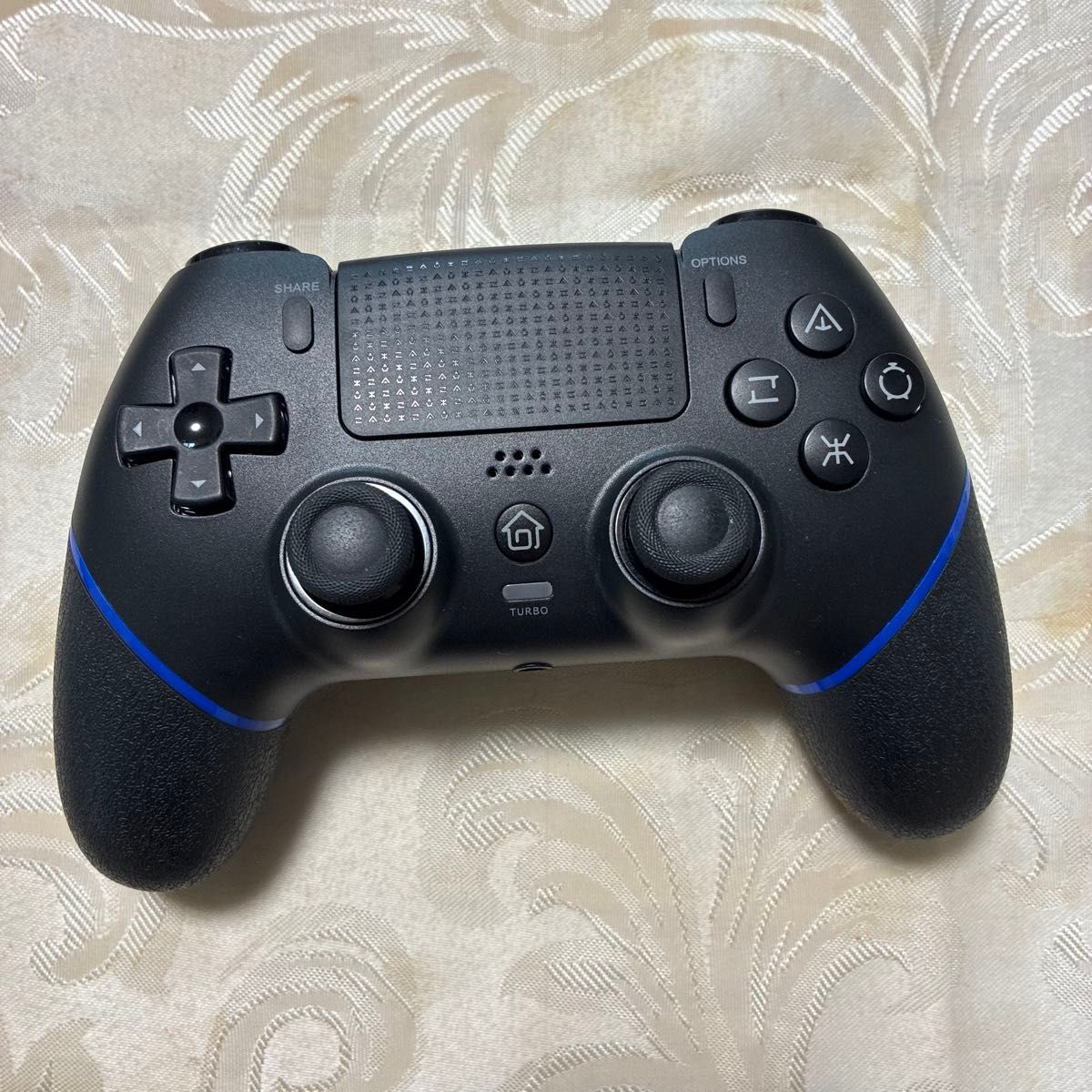 PS4 Wireless Controller, Black with Blue Line, TURBO Function