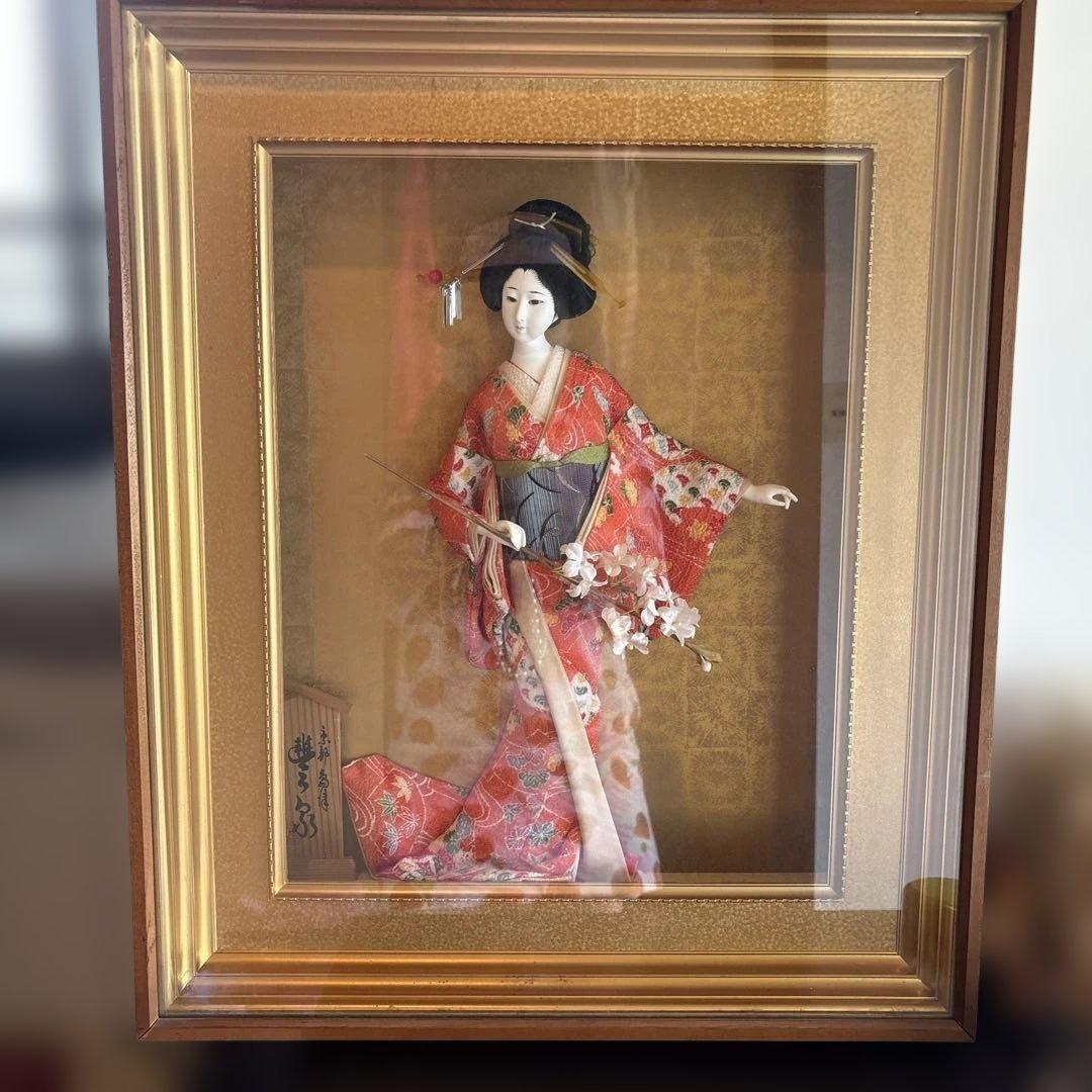 带框日本娃娃 传统工艺品 家居装饰摆件 京都 JAPAN doll
