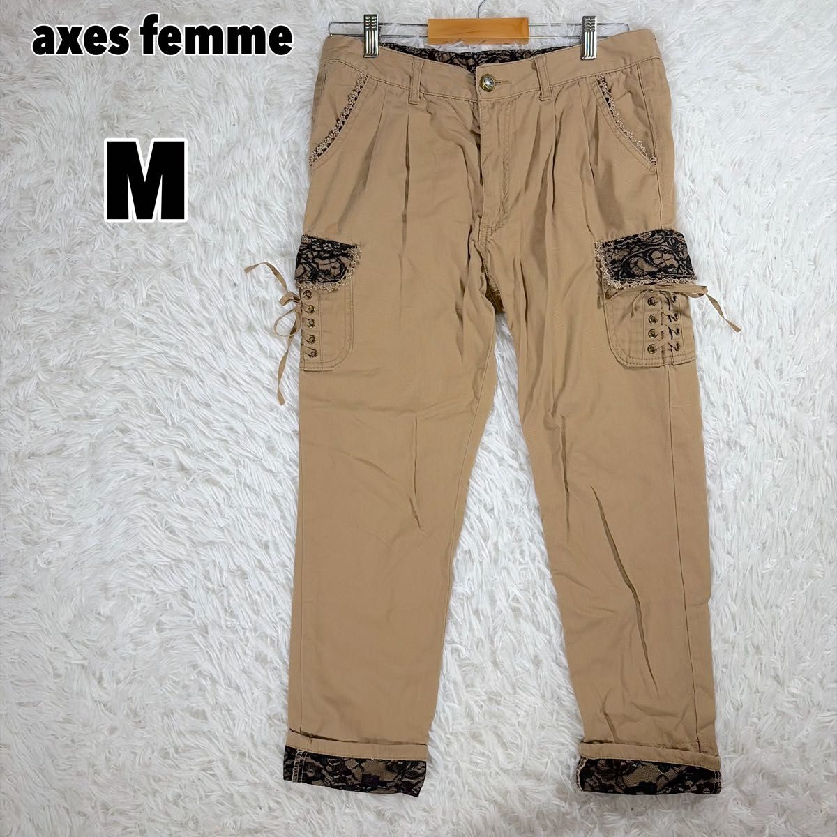 axes femme アクシーズファム (M) レース切替 カーゴ風 チノパンツ
