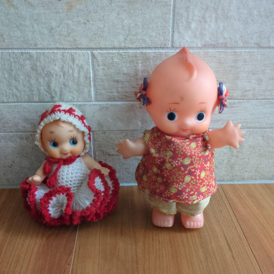 【Original Period Item】Showa Retro Retro Dolls 2-Piece Set Kewpie-Style Soft Vinyl Doll