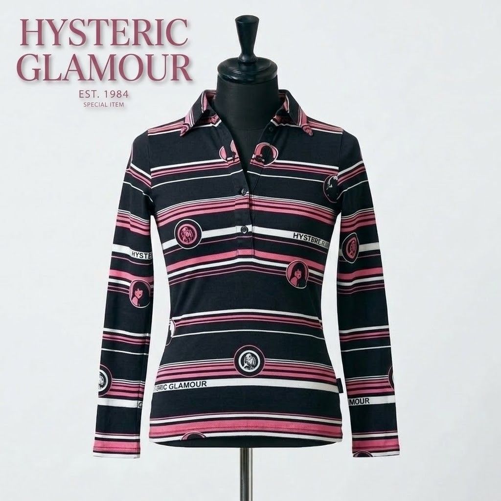 【良品】HYSTERIC GLAMOUR长袖polo衫边框