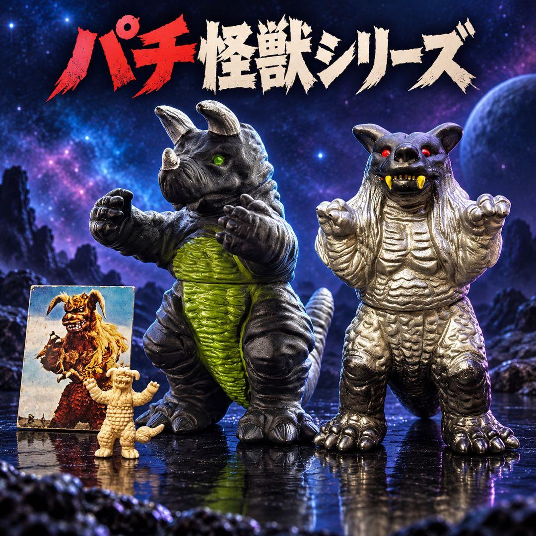【Very Rare】Excellent Condition Pachinko Kaiju Soft Vinyl Retro Soft Vinyl 2 Pieces with Bonus