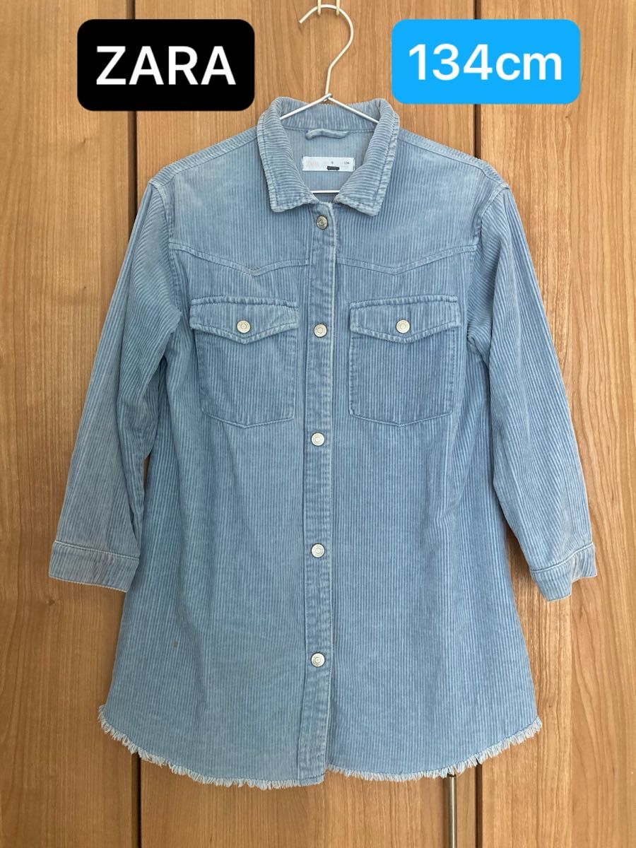 ZARA 扎拉 衬衫 连衣裙 长袖 衬衫 134厘米 绒布 蓝色