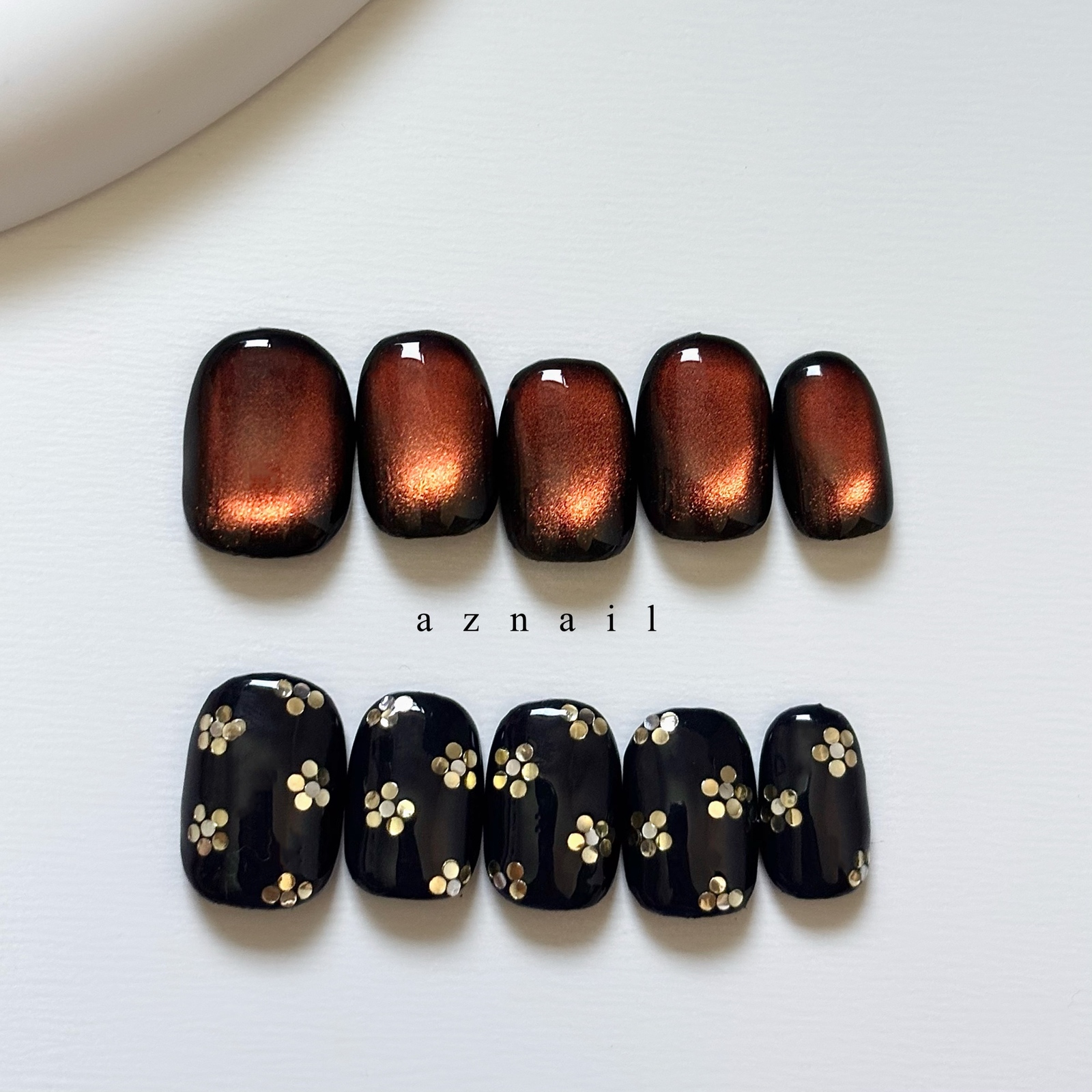 No.39 |【Popular No.1 】Dark orange mug and holo flower nail tips, magnetic nails, holo flower, holographic, asymmetrical nails, autumn nails, winter nails, unique style, trendy