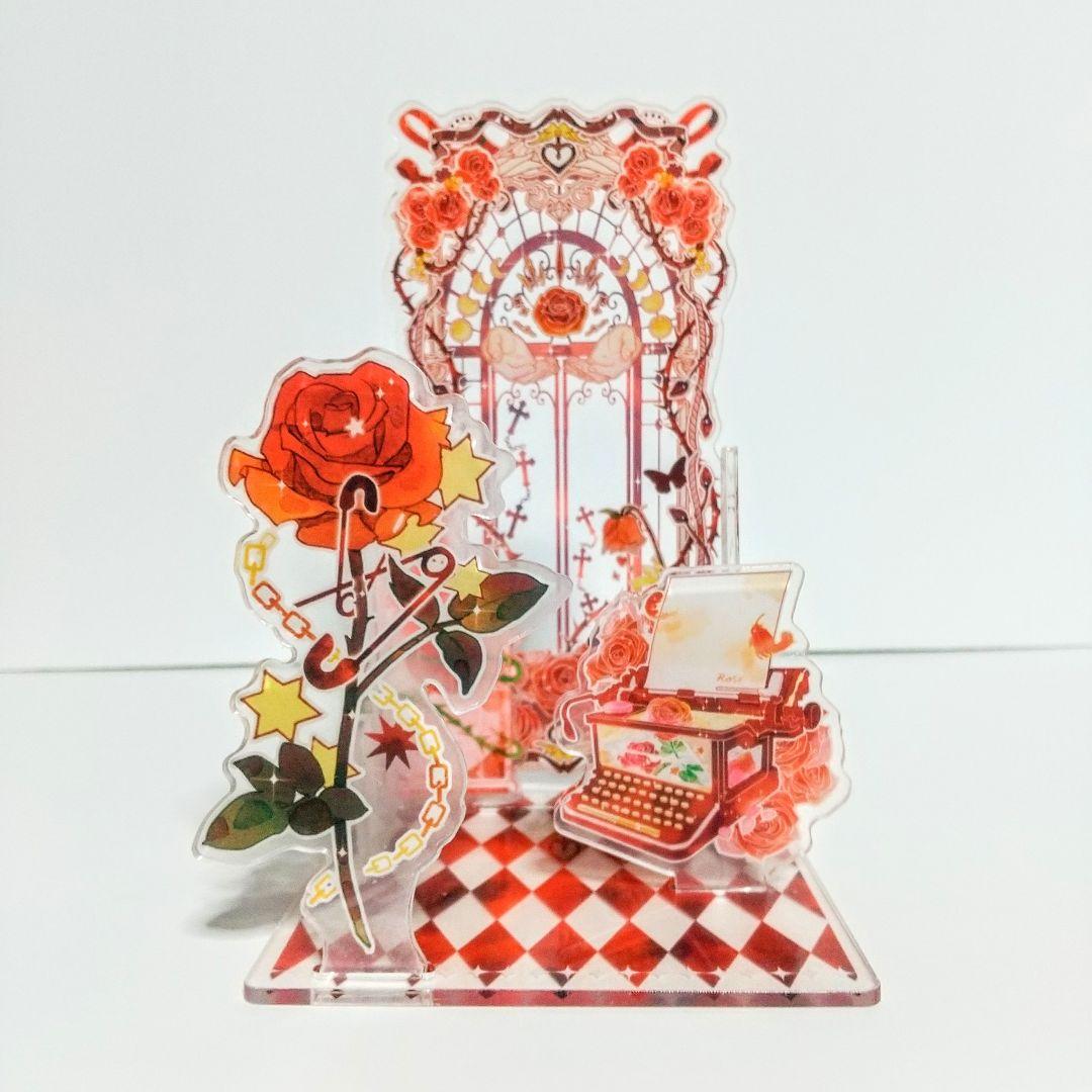 Rose Background Acrylic Stand, Fandom Merchandise, Figure Stand, Diorama Style