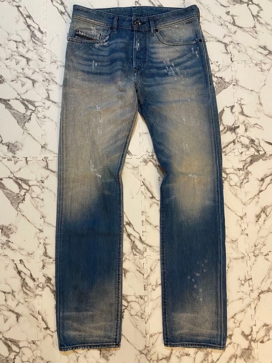 DIESEL 品相良好 靛蓝色 W28 L30 褪色 猫须 蜂窝纹 Diesel 牛仔裤 牛仔长裤