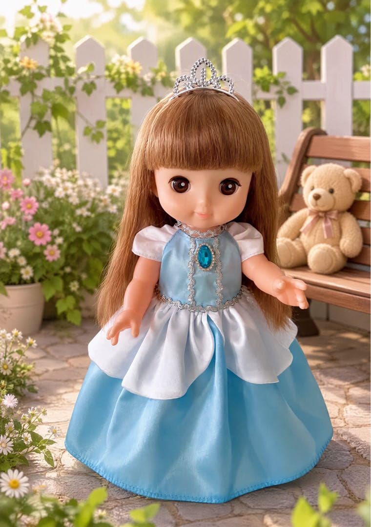 Princess Dress with Tiara for Mel-chan and Solan-chan Dolls - Changeable Clothing