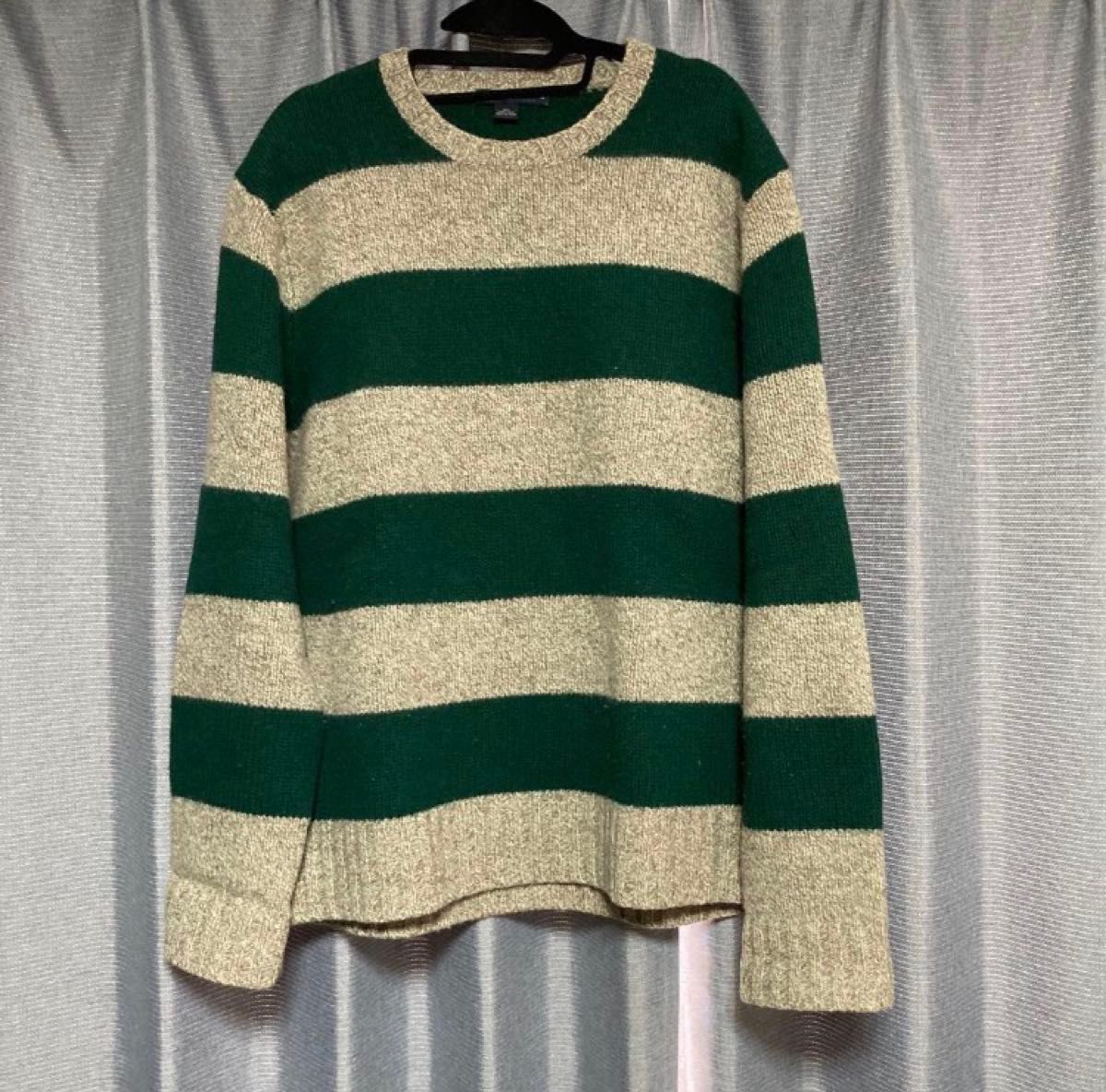 杰克·克鲁 J.CREW 条纹针织毛衣 厚实款 绿色
