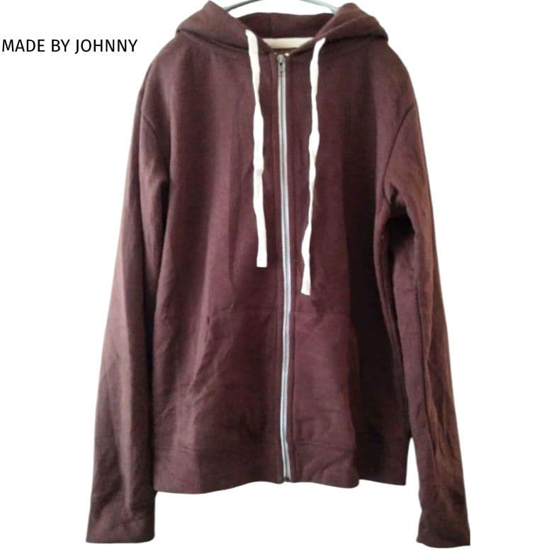 Made by Jonny Hooded Long-Sleeve Solid Pullover L Brown Polyester
