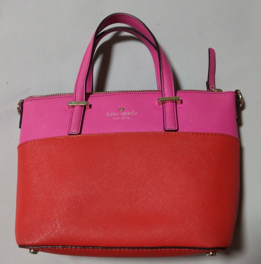 【美品】kate spade NEW YORK 手提包 斜挎包 2way 双色 粉色 红色