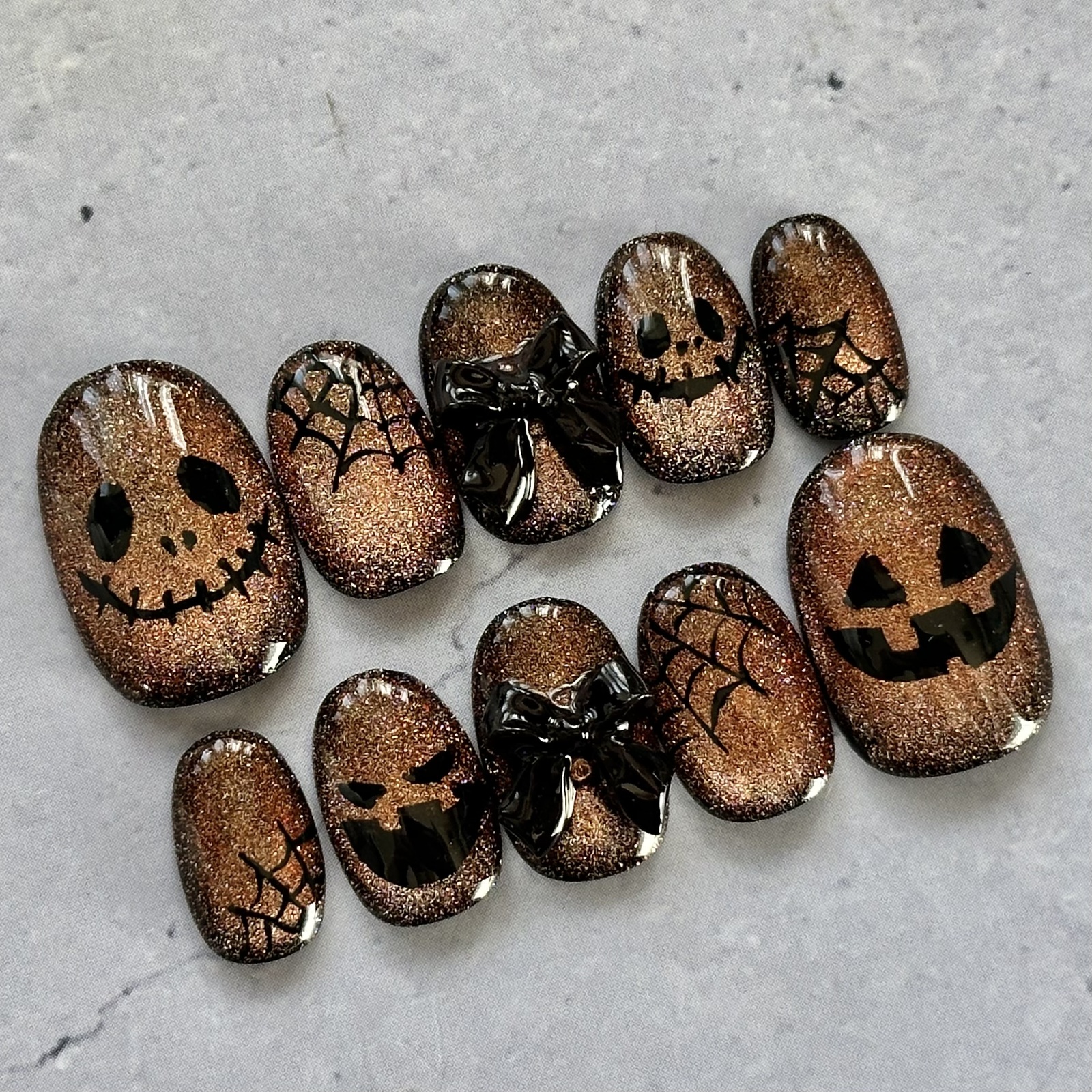 Halloween Night|Bronze × Black Halloween Nail Tips