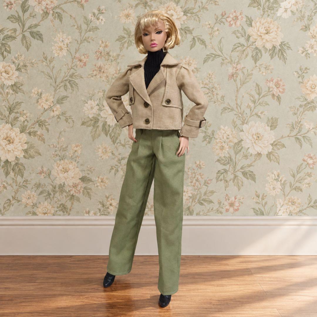 Poppy Parker Barbie Doll Handmade Clothing – Jacket and Pants 2-Piece Set
