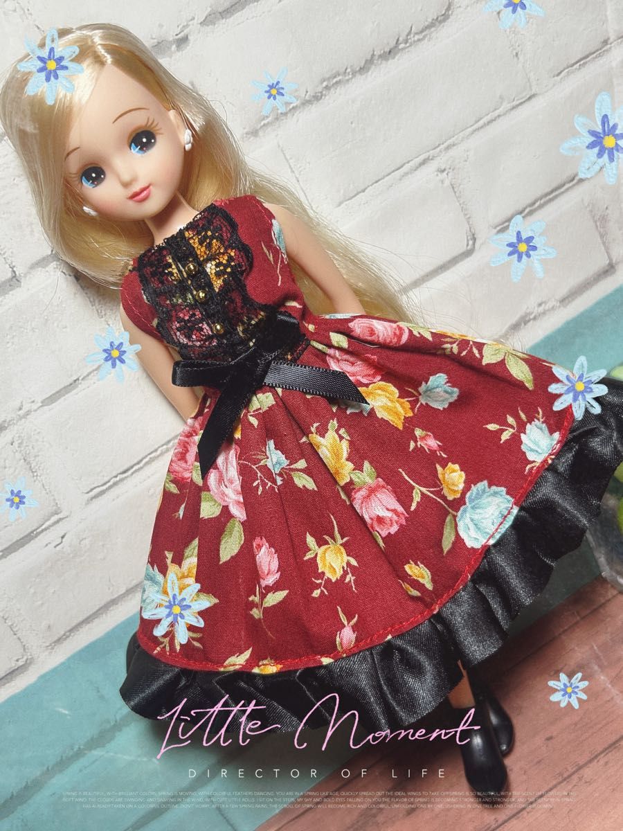 莉卡娃娃服装手工制作～酒红玫瑰～