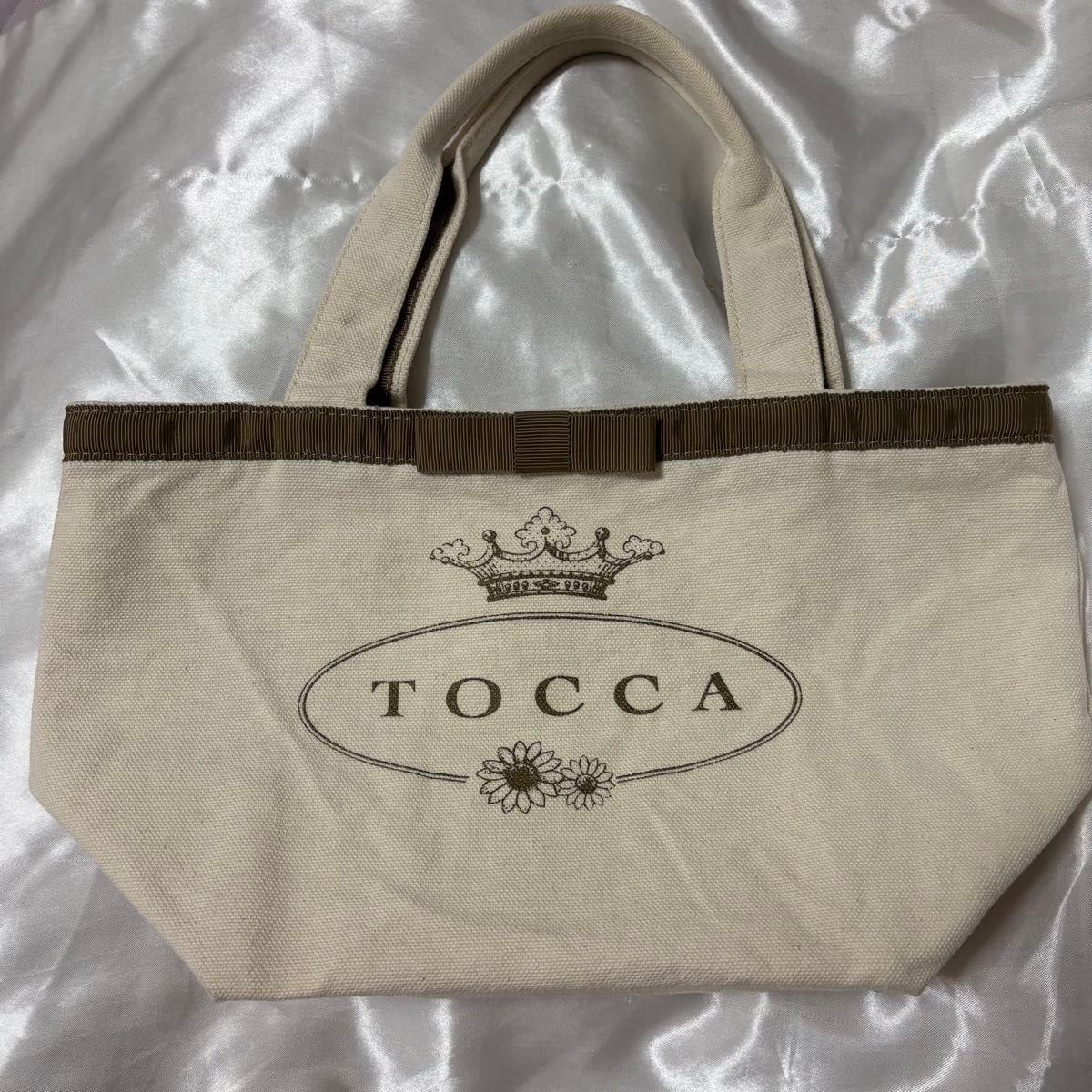 TOCCA Canvas Mini Tote Bag with Ribbon, Beige/Khaki