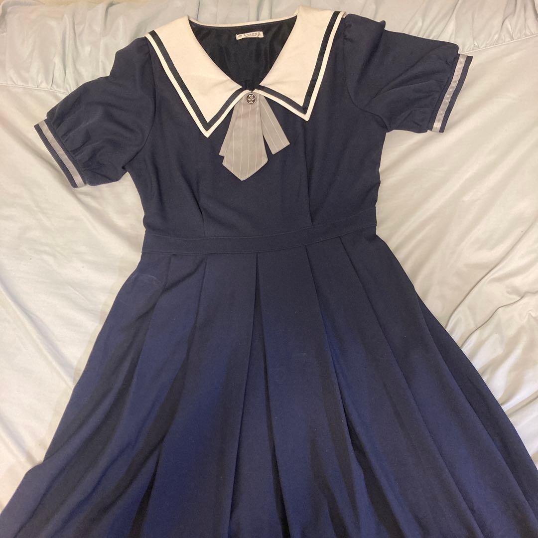 Axes Femme 带饰水手领连衣裙 海军蓝