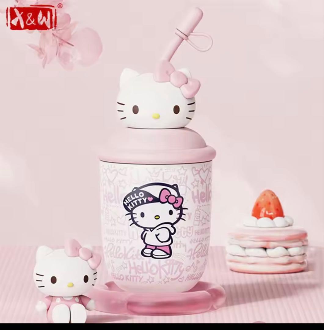 Hello Kitty Tumbler with Straw Pink