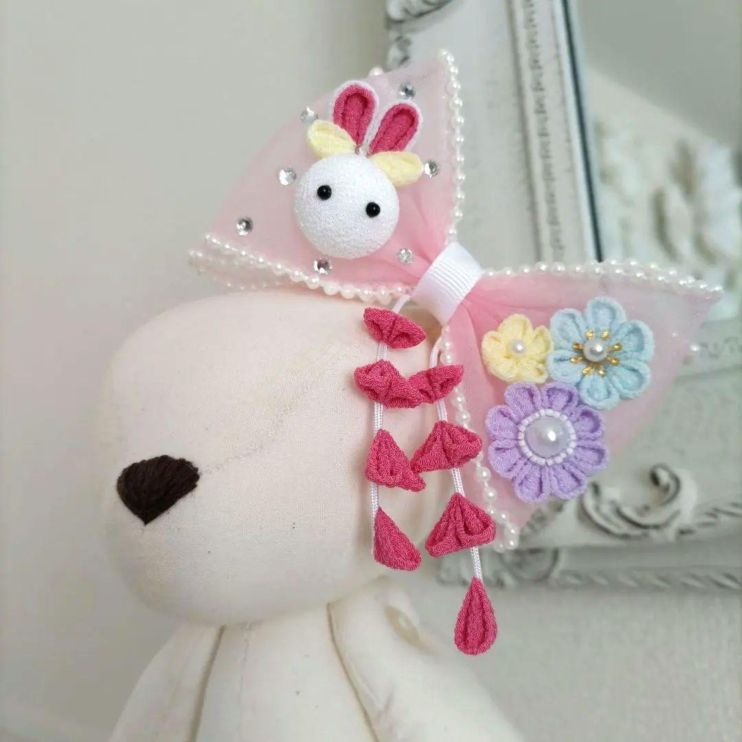 和丝带发夹【七五三♡新年】·簪花工艺·手工制作·粉色 ②