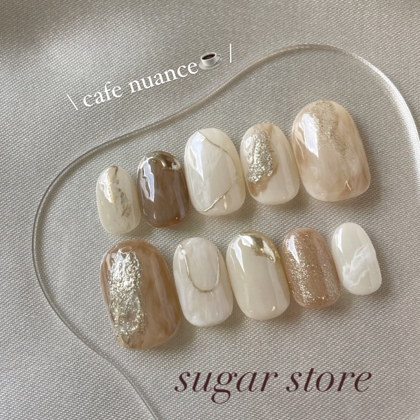 Nail Tips ☕️ Cafe Nuance 🤎 Moist Light Brown Restock Autumn/Winter Coming of Age Ceremony Bridal