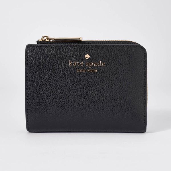 平行进口 凯特·丝蓓 两折钱包 kate spade 鹅卵石纹皮革 KN764 001 女士 黑色