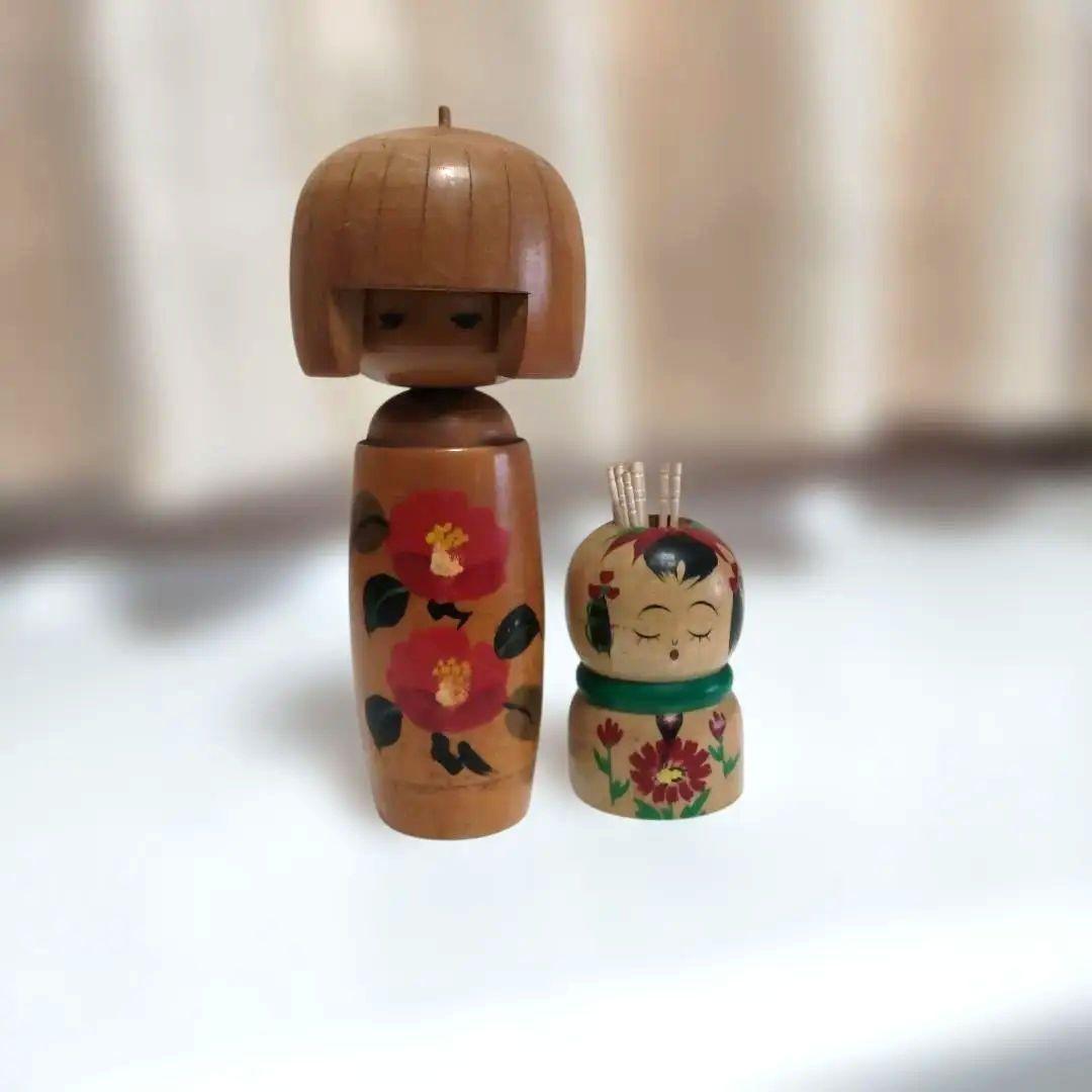 Otome Tsubaki Kokeshi Doll and Two Other Figures Set