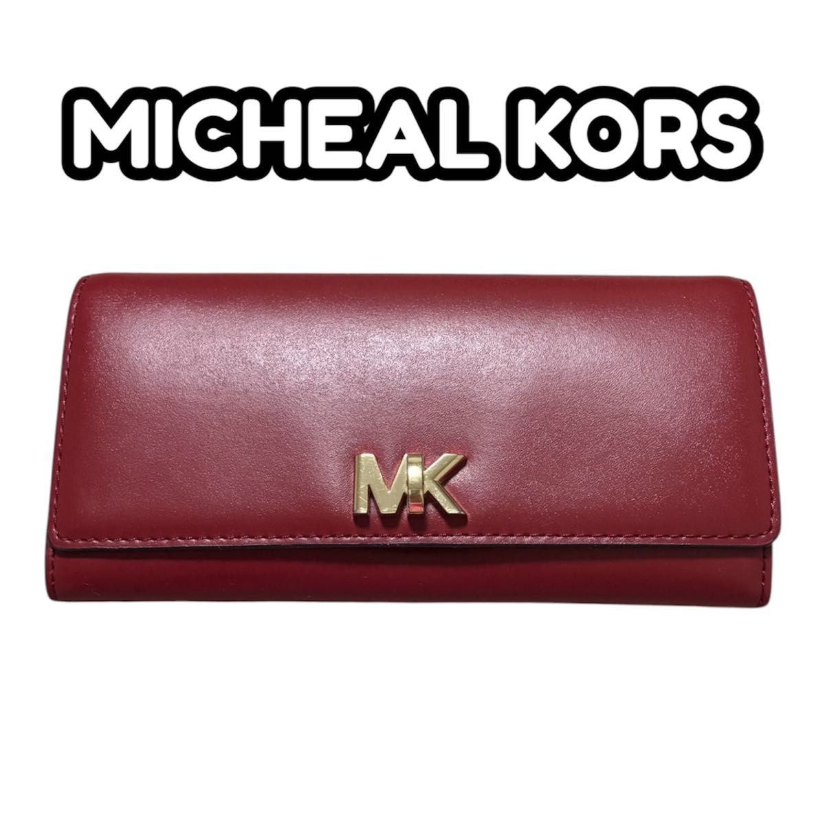 MICHEAL KORS Long wallet leather red logo MK Wallet Michael Kors wallet red gold