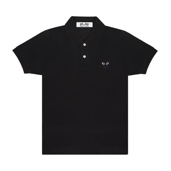 普莱伊·康姆·德·加尔松翻领 polo 衫 PLAY COMME des GARCONS 黑色心形刺绣 黑色