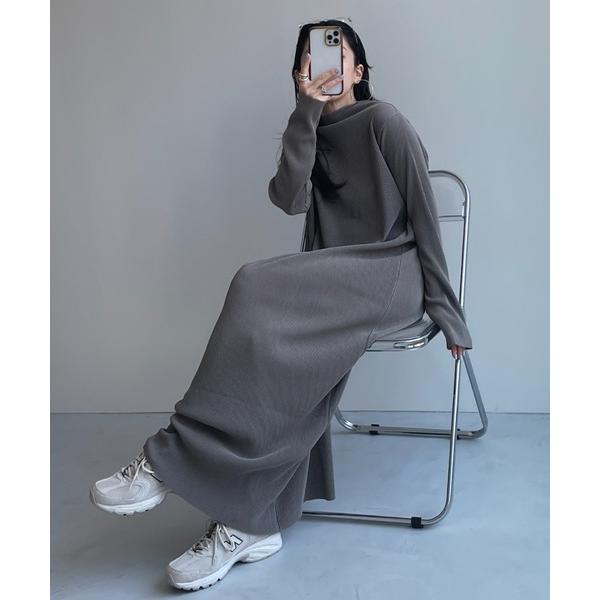 连衣裙 “可自行切割” 每日每日super stretch pleats one piece/每日超级拉伸褶皱连衣裙 “长袖”