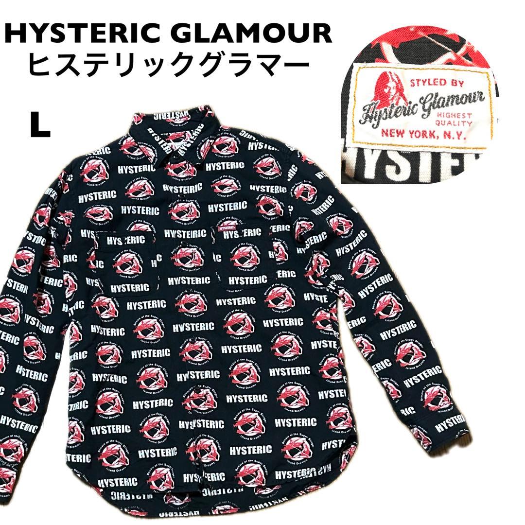 HYSTERIC GLAMOUR 长袖满印衬衫 亚麻混纺 黑色 Hysteric Glamour L