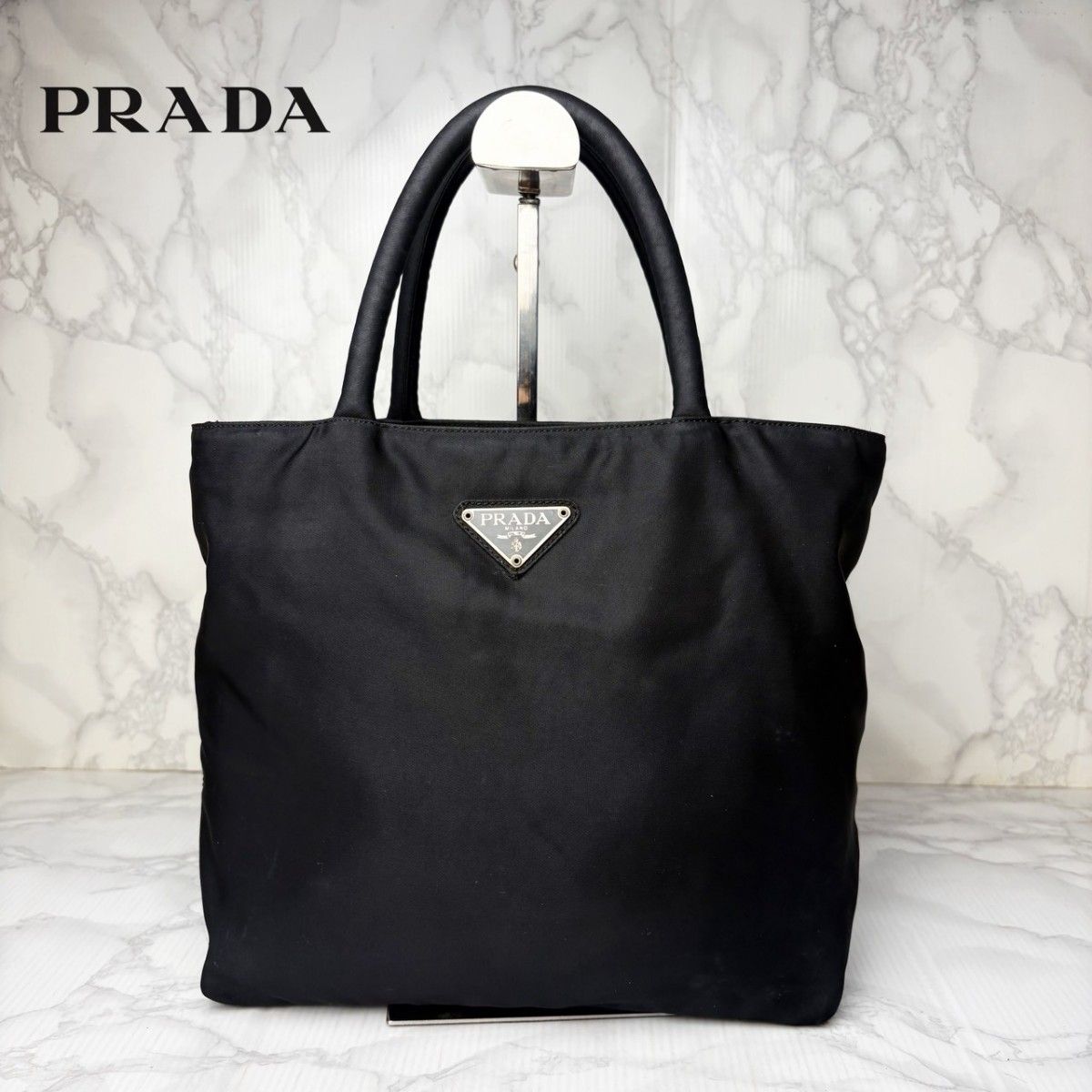 051极美品PRADA普拉达手提包三角标志尼龙黑色