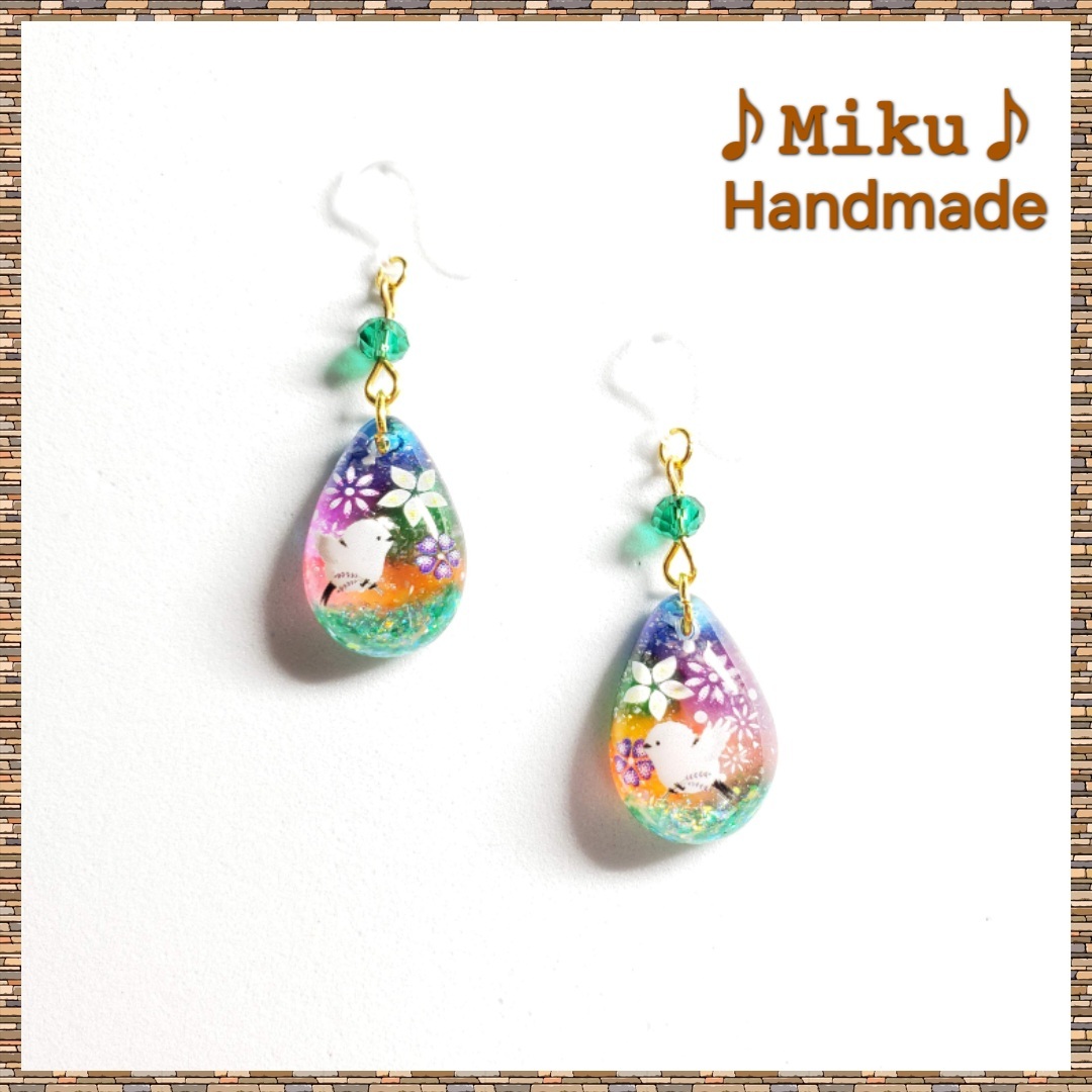 No.658-B西玛埃纳加 ☆ 花 ☆ 手工制作 ☆ 树脂 ☆ 耳环